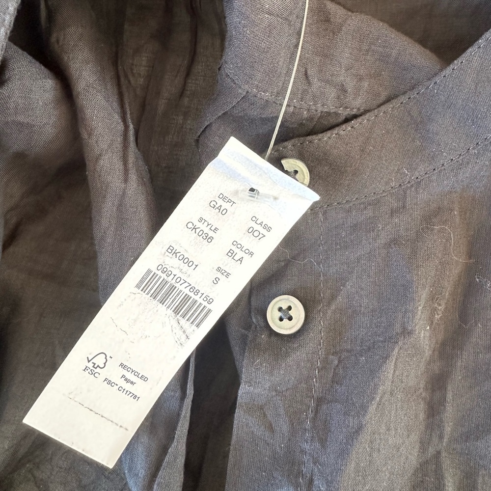 🏷️ NWT J.Crew Flutter-sleeve button-up shirt in cotton voile. Black. Size Small - Picture 5 of 6